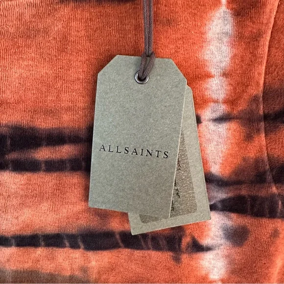 All Saints Vibrant Velvet Orange and Deep Purple Tie-Dye Muscle Tee - Picture 2 of 6